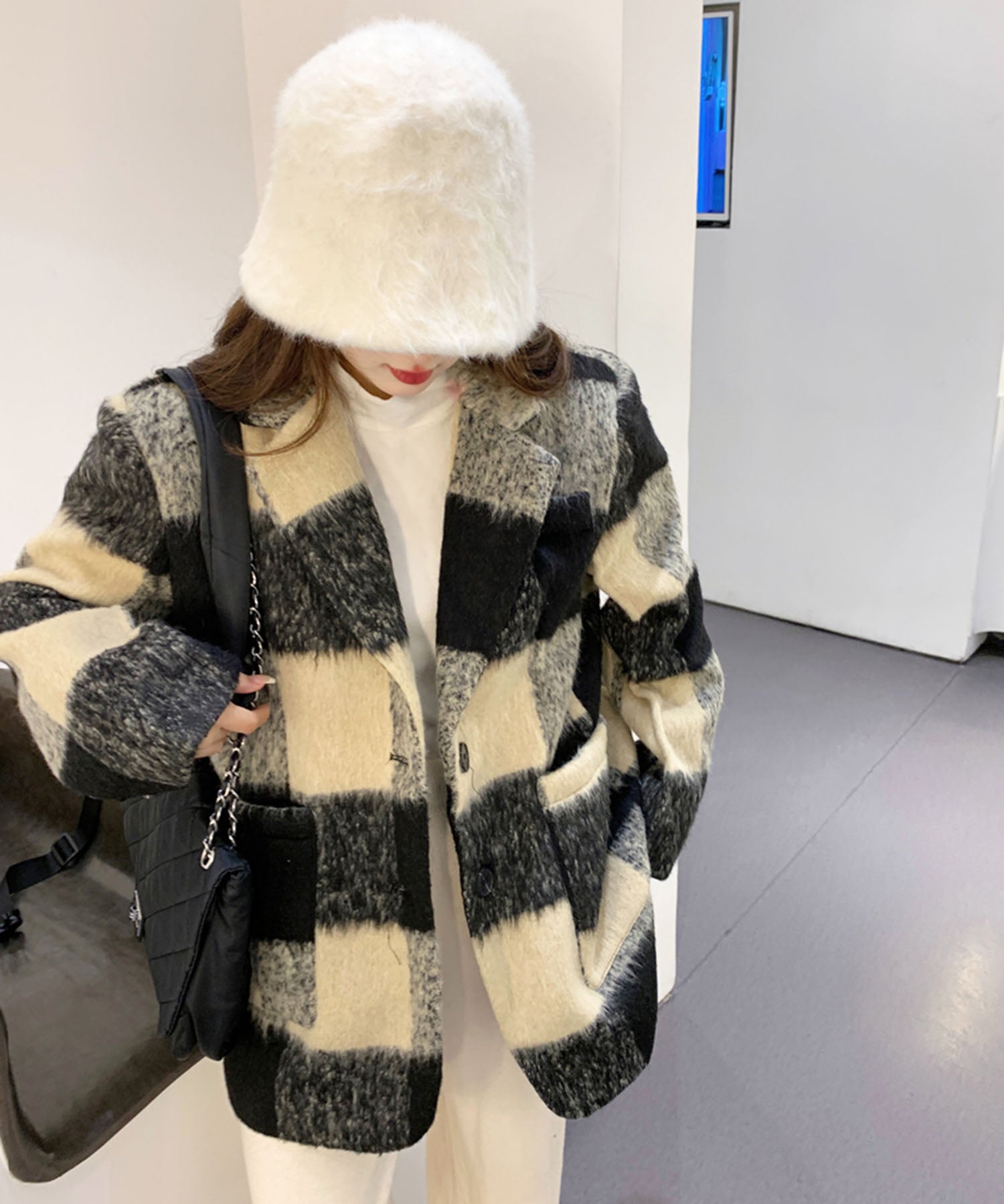 ジュエローブ Jewelobe ブロックチェックボックスジャケット