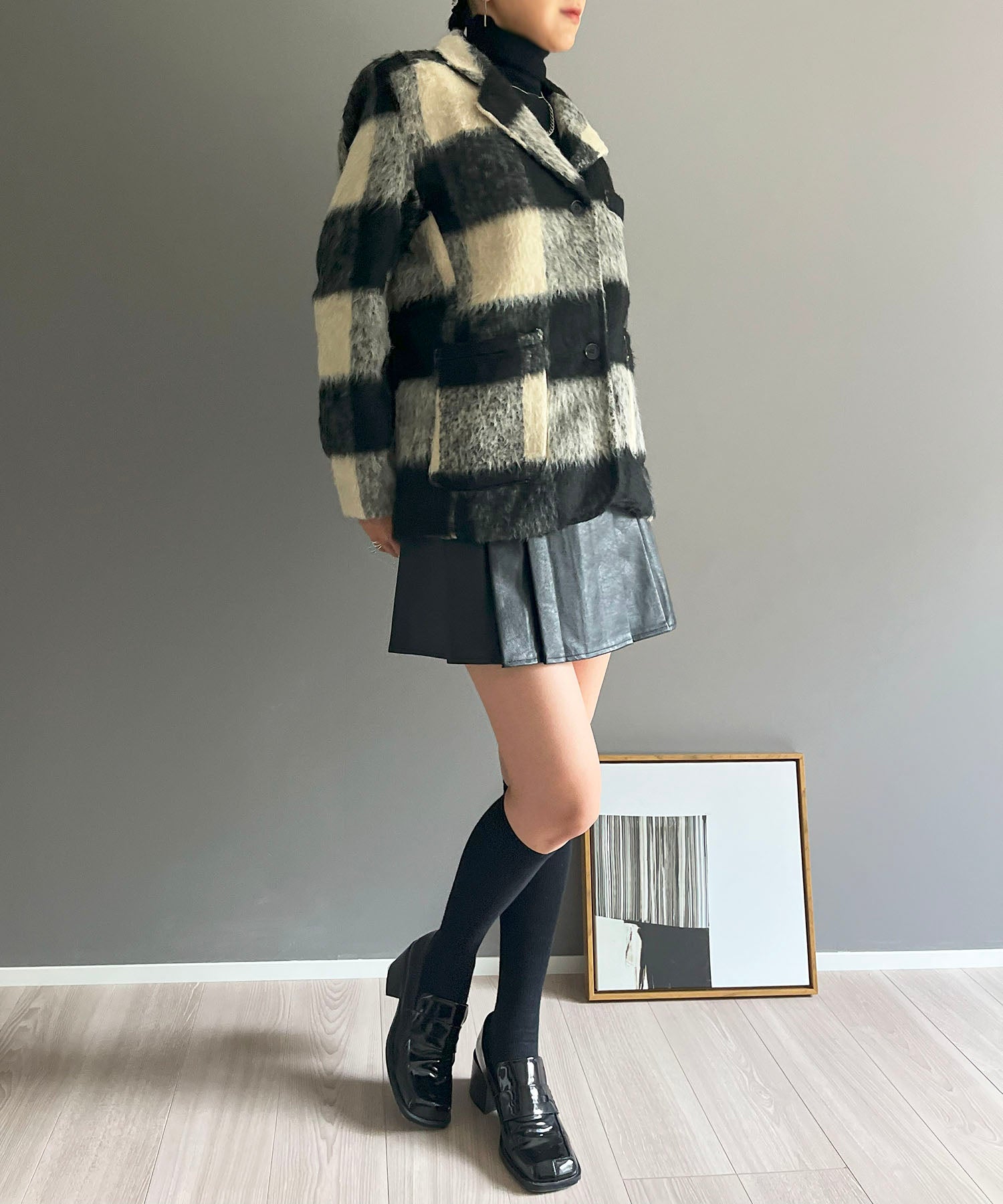 ジュエローブ Jewelobe ブロックチェックボックスジャケット