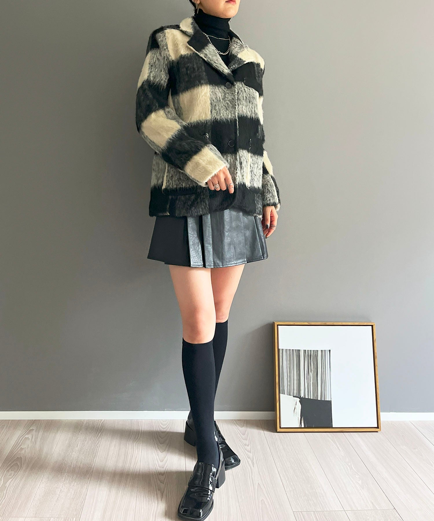 ジュエローブ Jewelobe ブロックチェックボックスジャケット