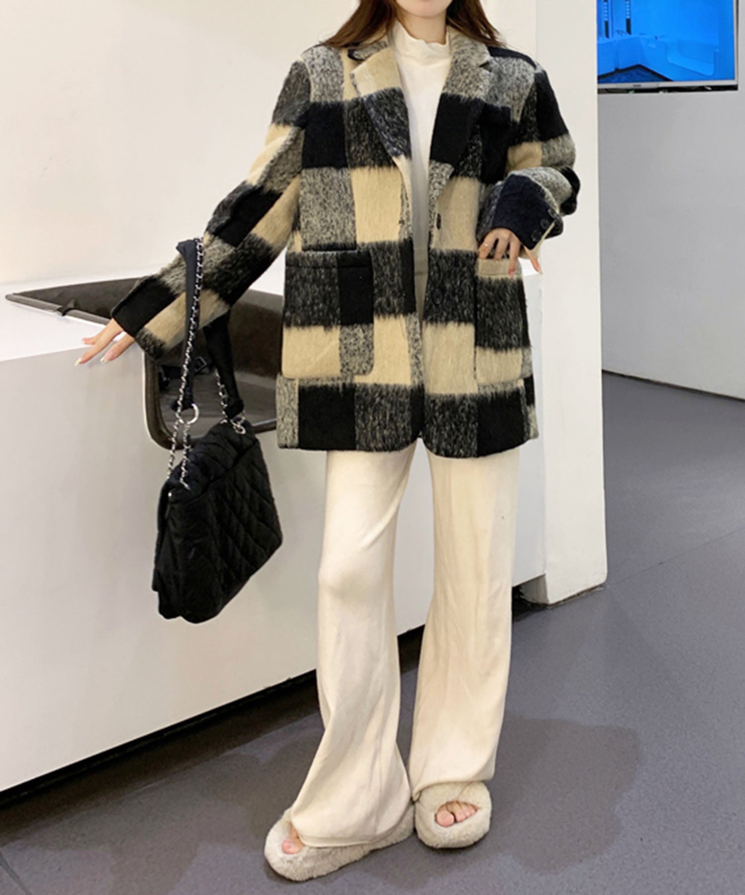ジュエローブ Jewelobe ブロックチェックボックスジャケット
