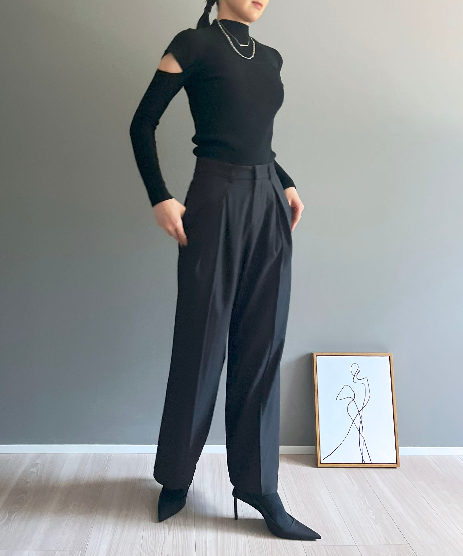 ジュエローブ Jewelobe タックワイドルーズスラックス （ブラック） ブラック