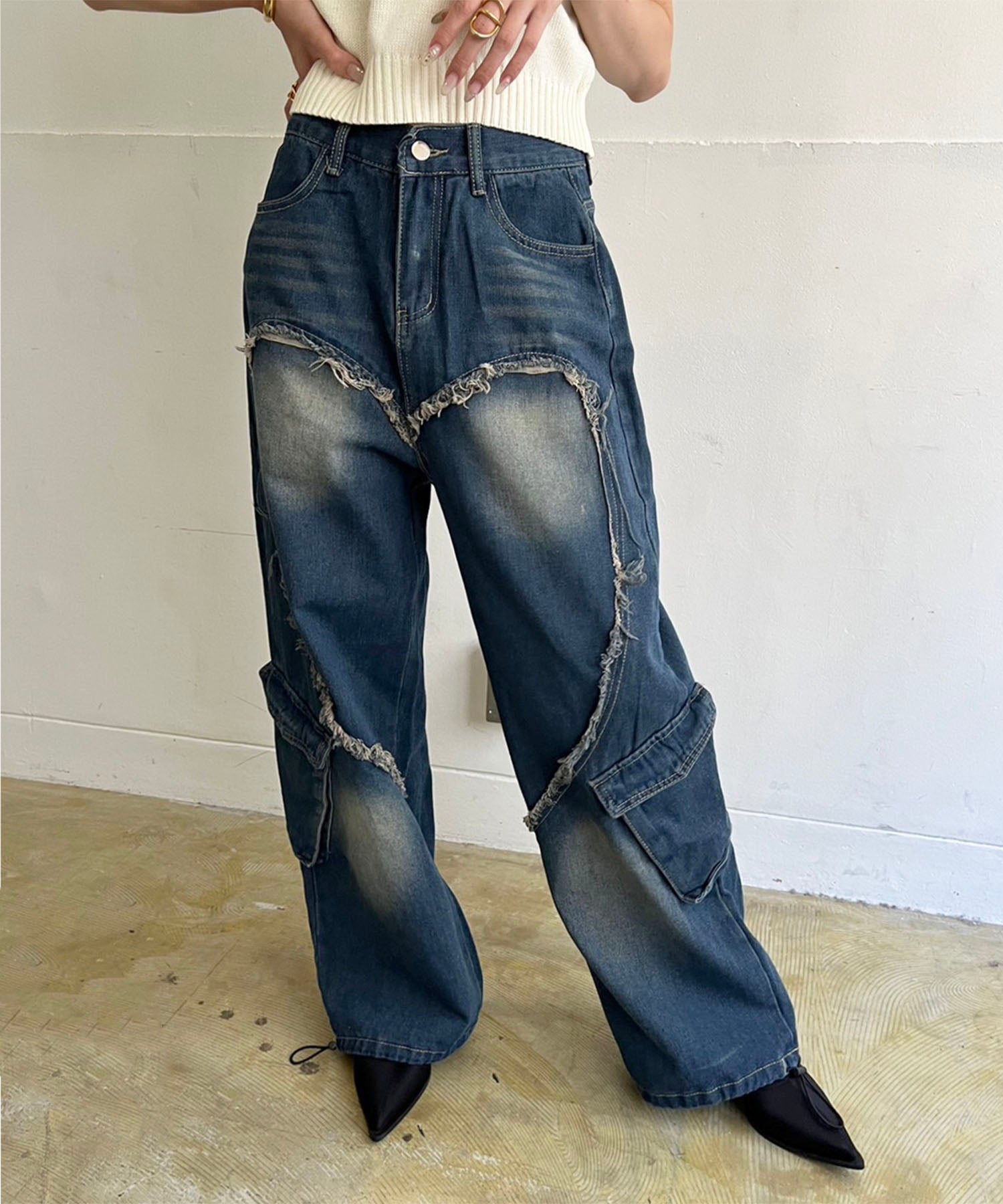Jewelobe Jewelobe Big Heart Shape Cargo Denim Pants