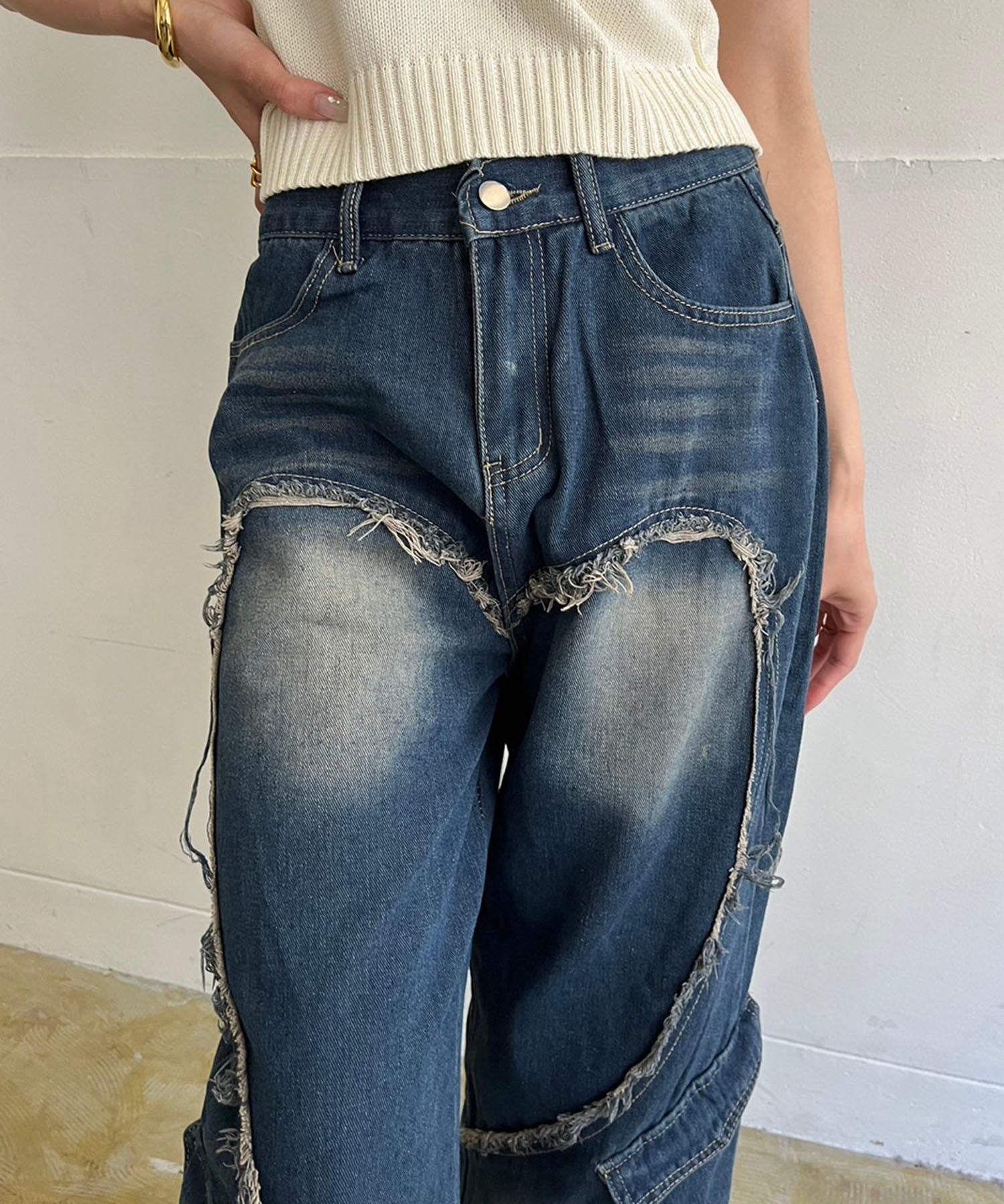 Jewelobe Jewelobe Big Heart Shape Cargo Denim Pants