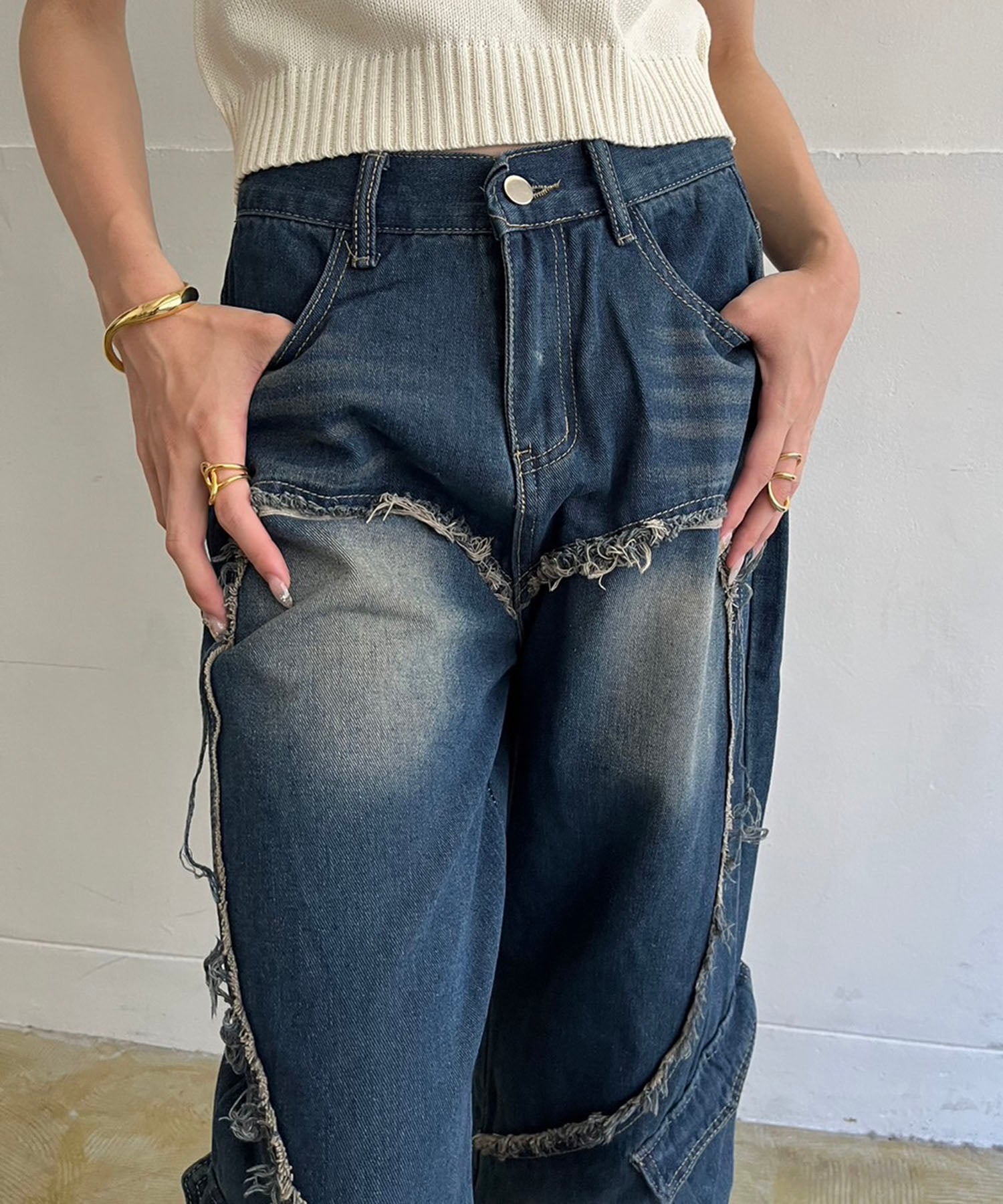 Jewelobe Jewelobe Big Heart Shape Cargo Denim Pants