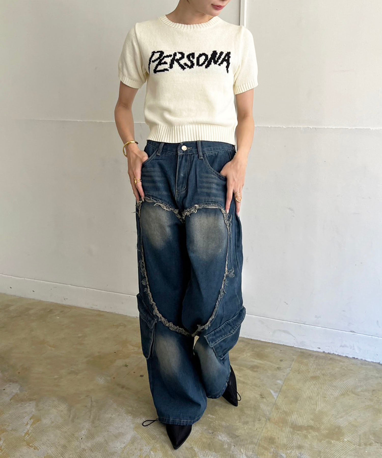 Jewelobe Jewelobe Big Heart Shape Cargo Denim Pants