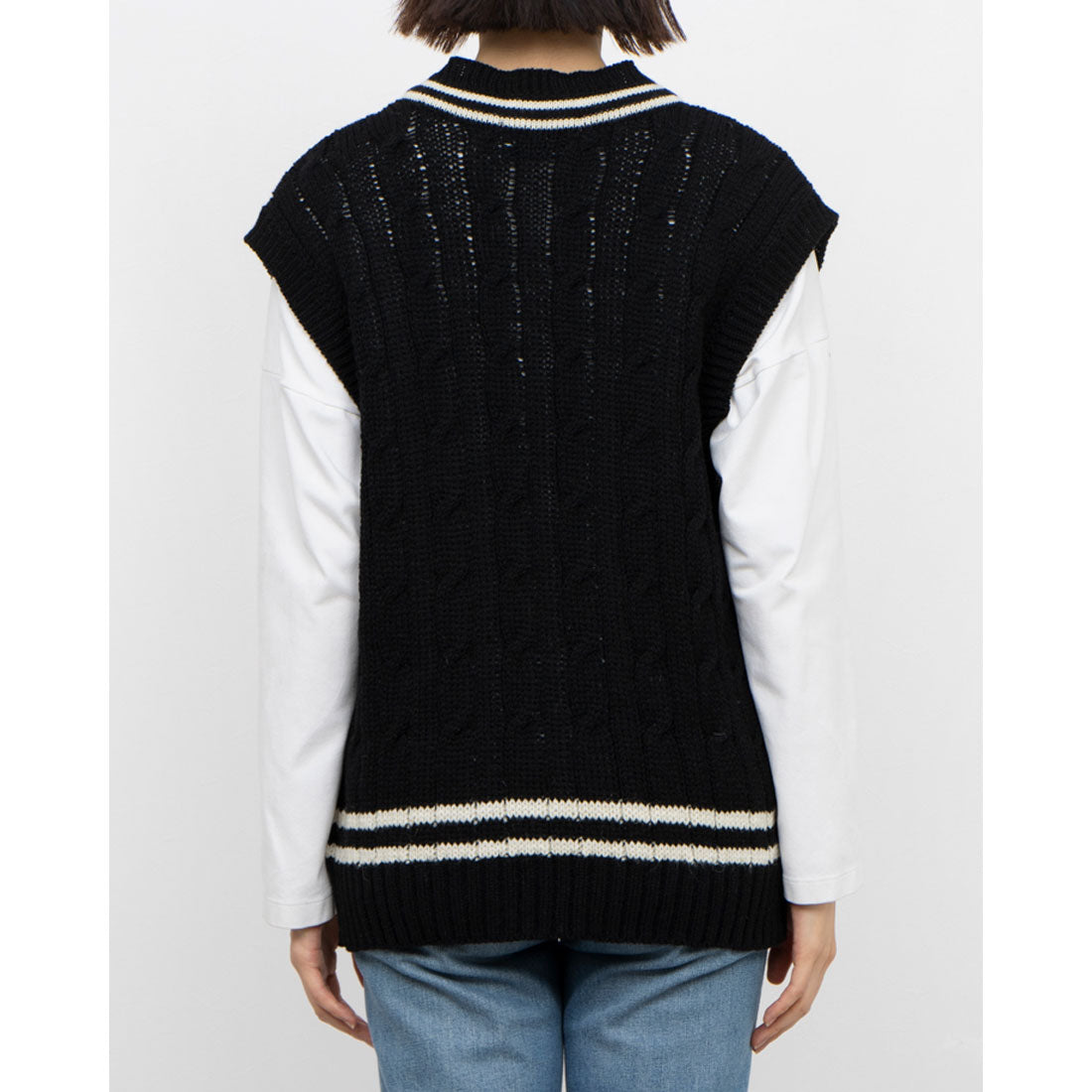 JAMES CHARLOTTE　Aran Regular Crew Vest James Charlotte Knit Vest