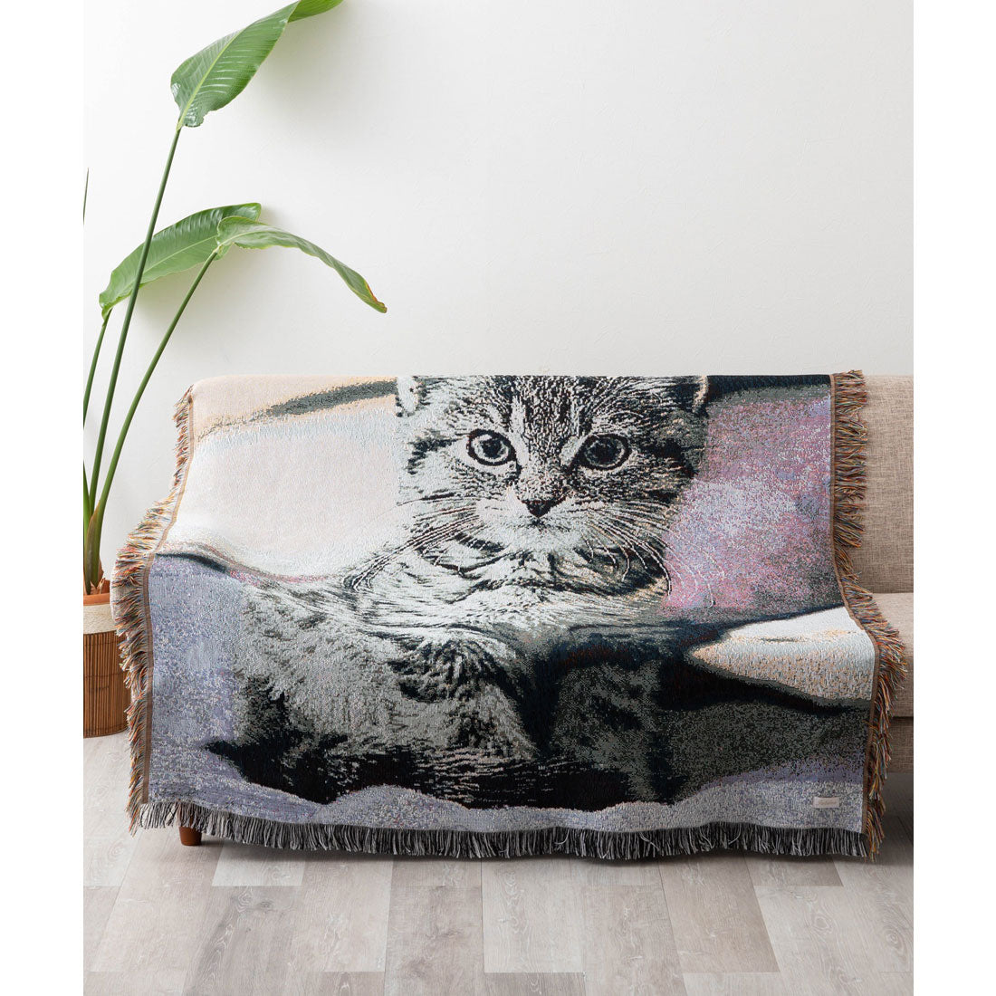 ジュビリー Jubilee 猫 犬デザイン ジャガード織 スローケットラグ アソート 130x160cm （D） D