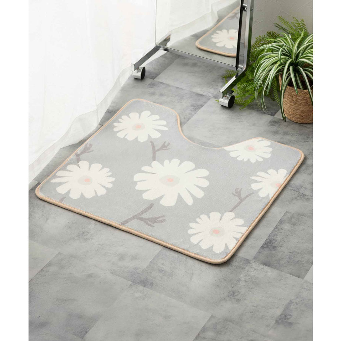 ジュビリー Jubilee もこもこ起毛トイレマット 北欧 花柄 55x60cm （その他4） その他4