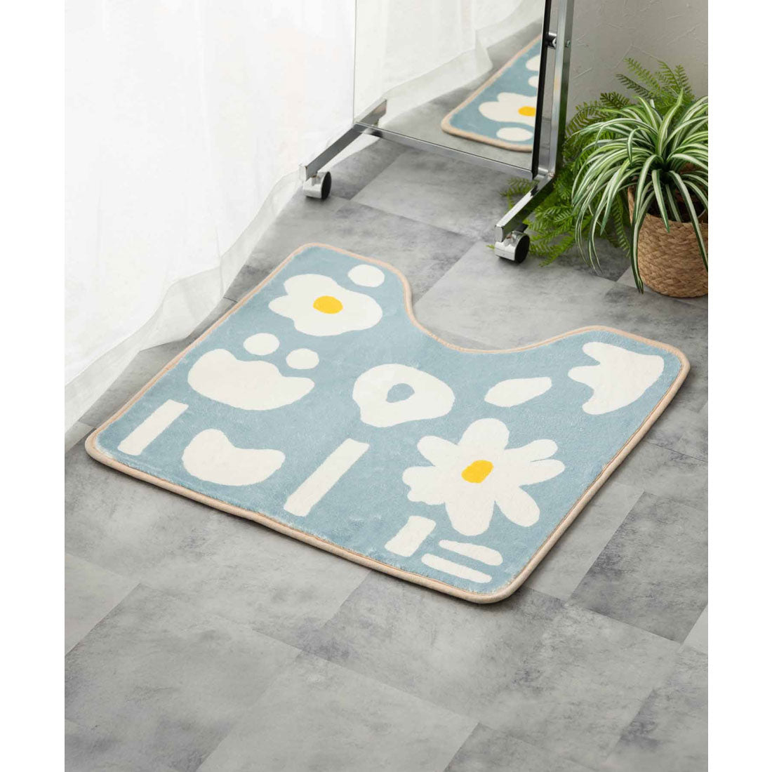 ジュビリー Jubilee もこもこ起毛トイレマット 北欧 花柄 55x60cm （その他1） その他1