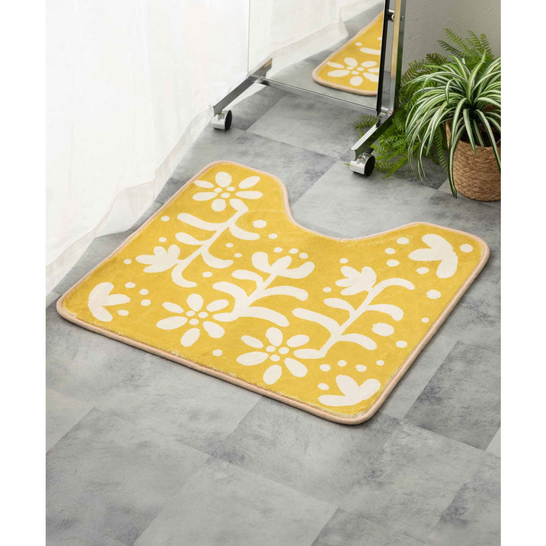 ジュビリー Jubilee もこもこ起毛トイレマット 北欧 花柄 55x60cm （その他5） その他5