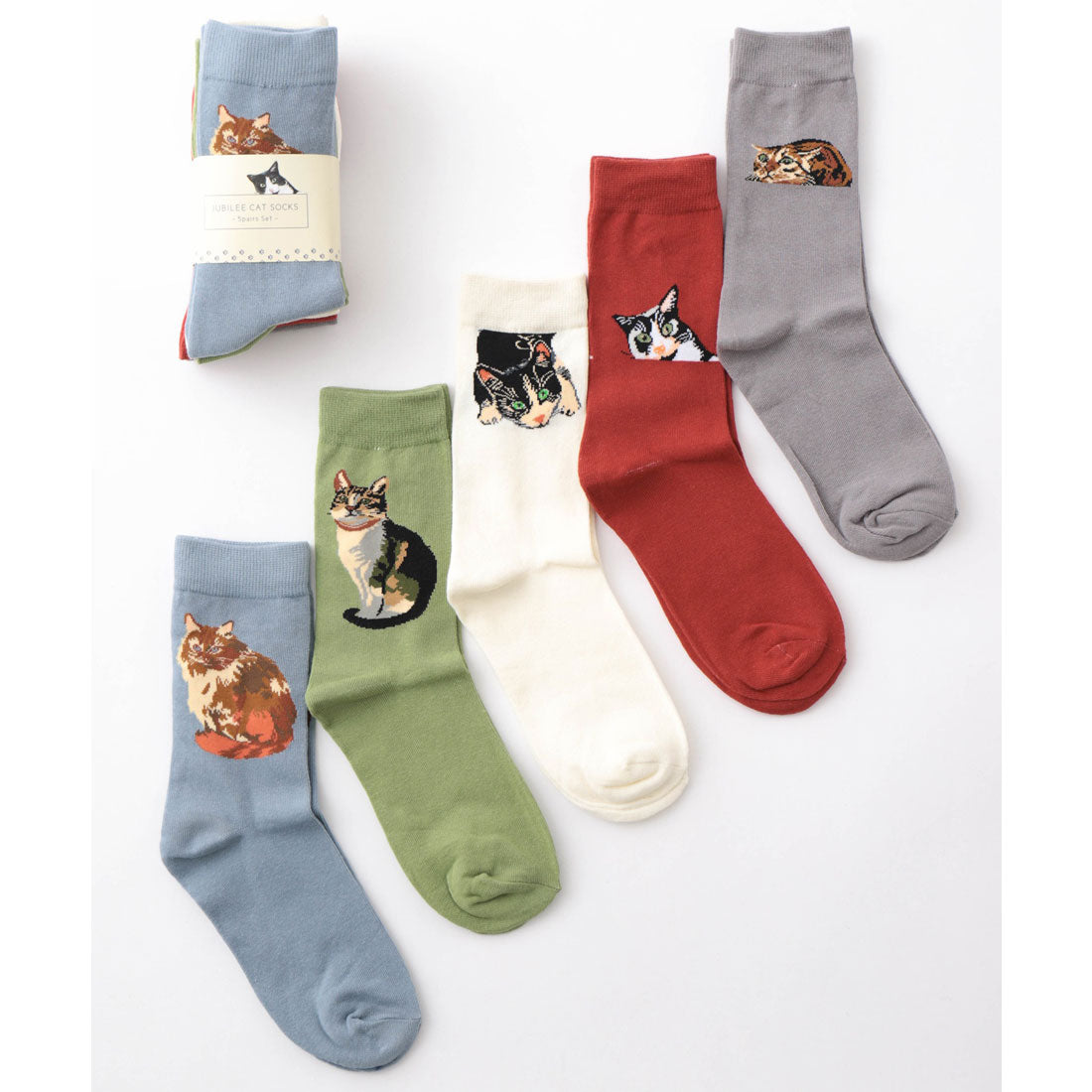 ジュビリー Jubilee キャット 猫デザイン ソックス5足セット ユニセックス （MIX） MIX