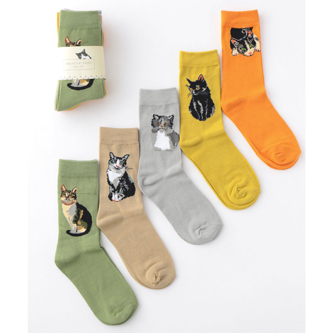ジュビリー Jubilee キャット 猫デザイン ソックス5足セット ユニセックス （MIX） MIX