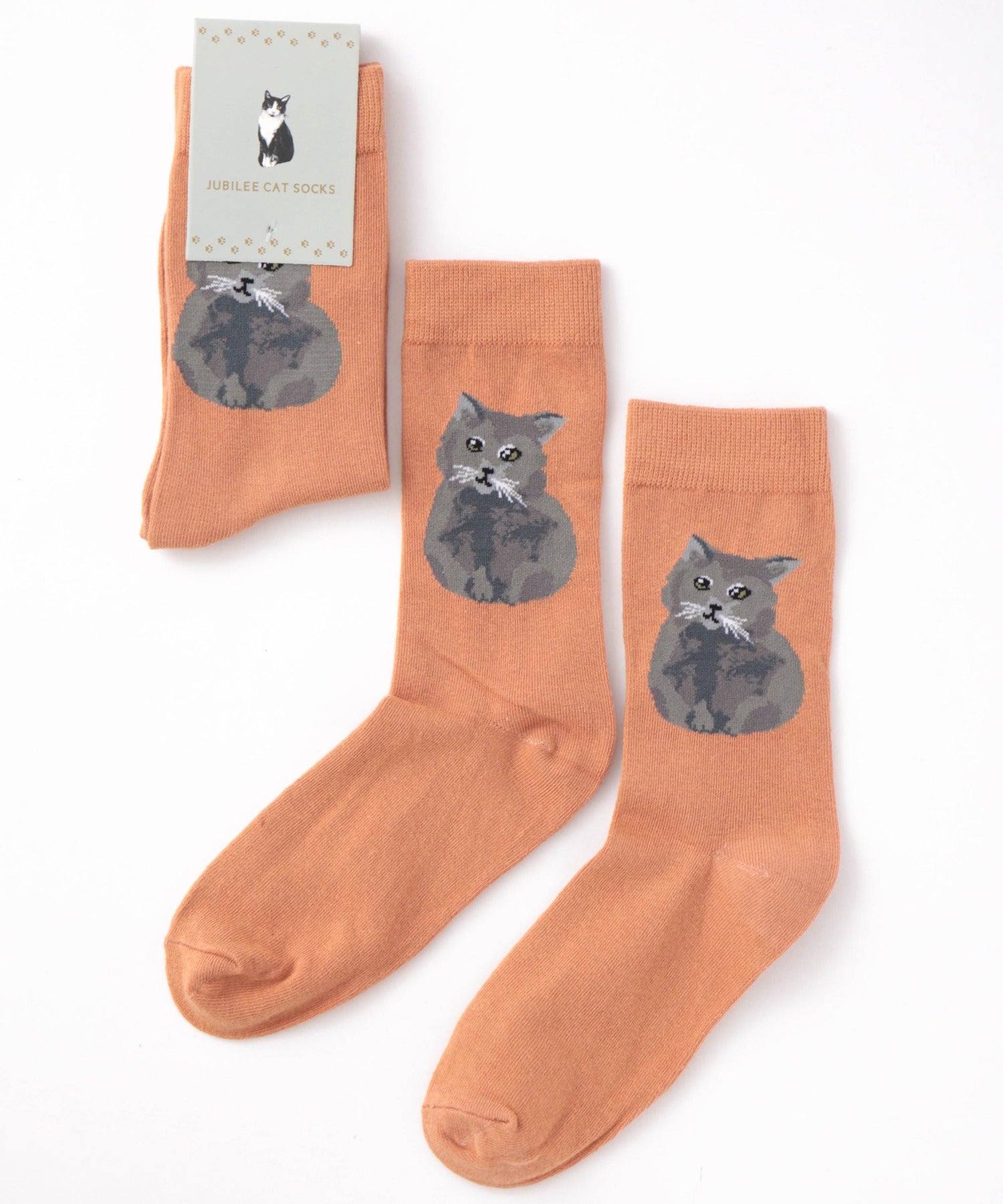 ジュビリー Jubilee キャット 猫デザインソックス ユニセックス,ダークオレンジ