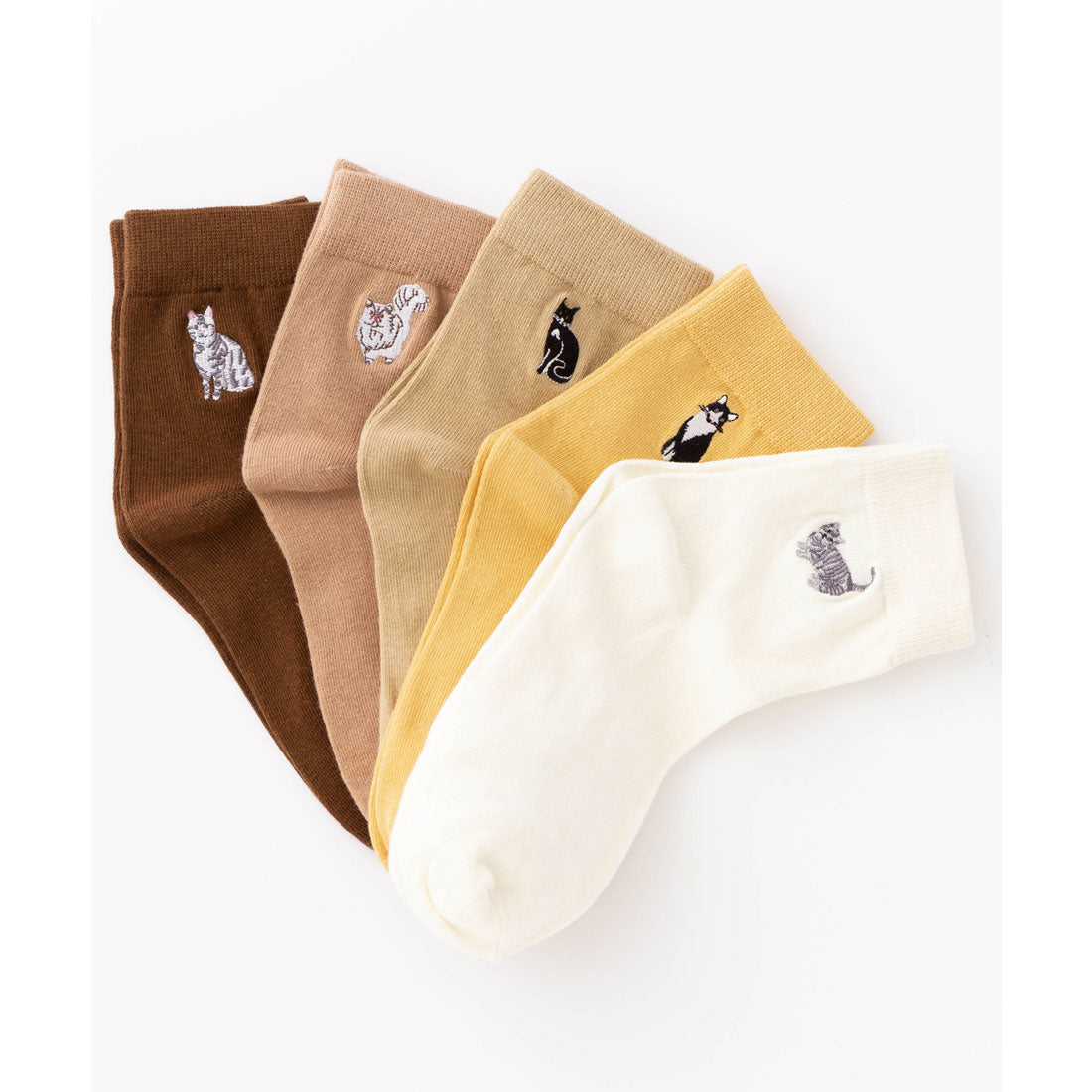 ジュビリー Jubilee 犬猫 刺繍 ロークルーソックス5足セット （その他14） その他14