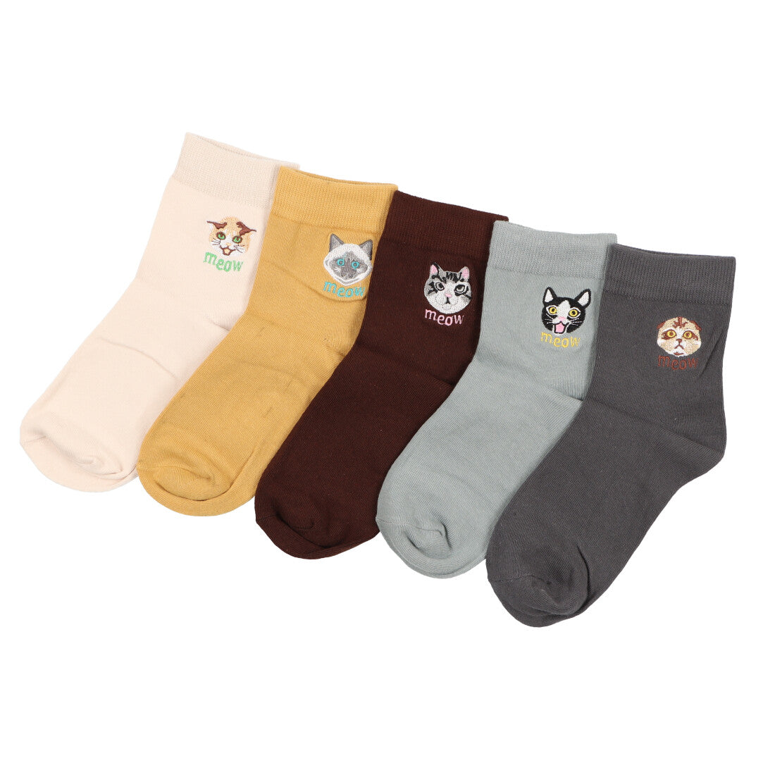 ジュビリー Jubilee 犬猫 刺繍 ロークルーユニセックスソックス5足セット （その他7） その他7