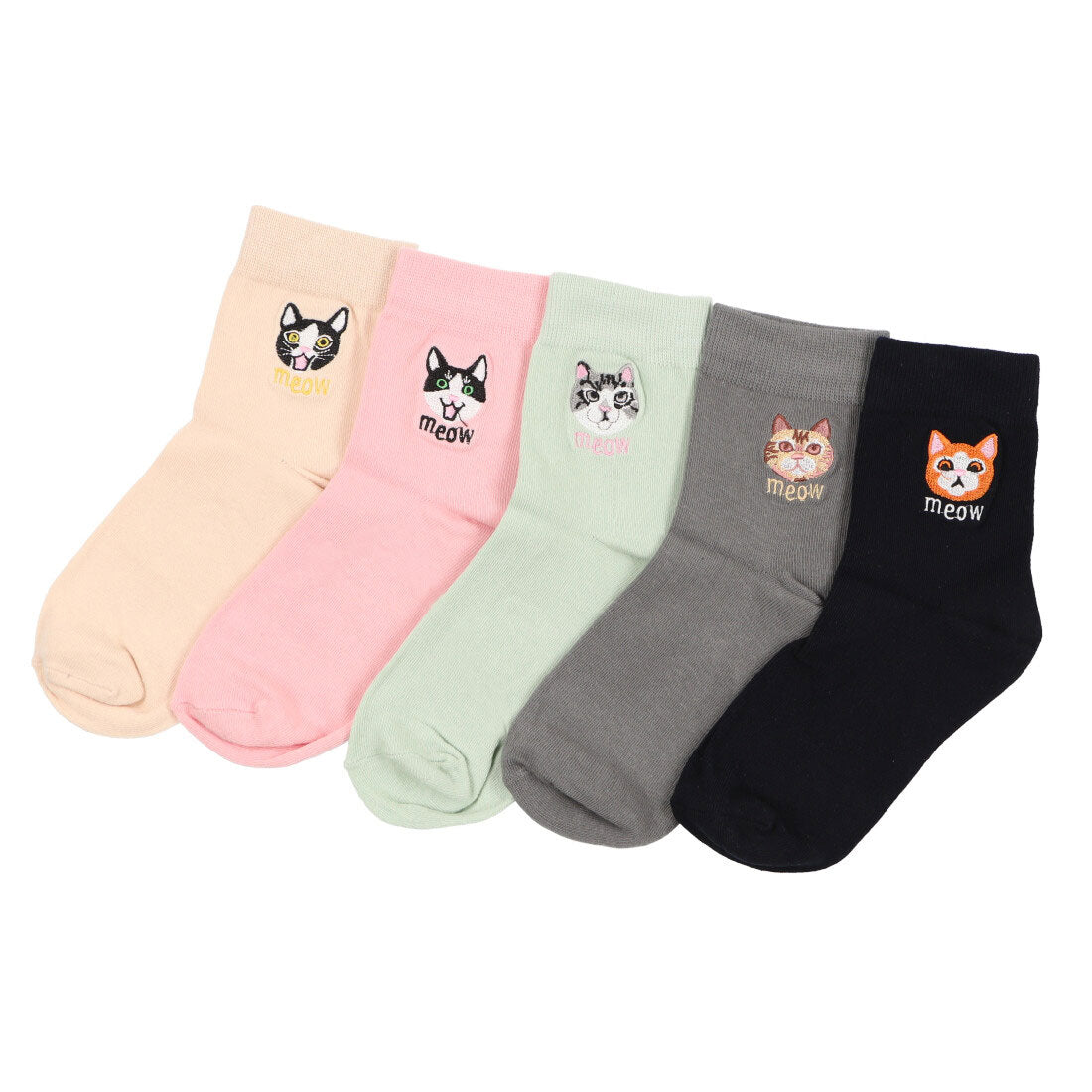 ジュビリー Jubilee 犬猫 刺繍 ロークルーユニセックスソックス5足セット （その他4） その他4