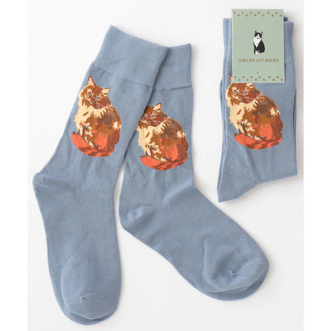 ジュビリー Jubilee キャット 猫デザインソックス,ライトブルー