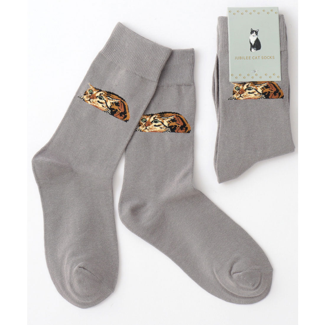 ジュビリー Jubilee キャット 猫デザインソックス,グレー
