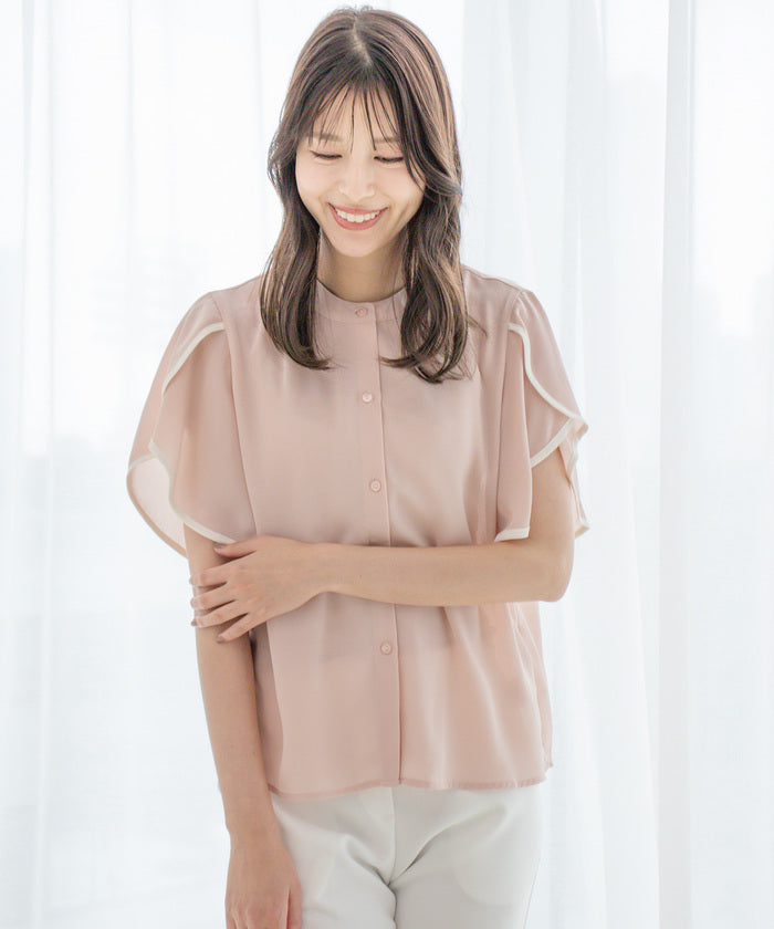 ジャイロ JAYRO 袖パイピングブラウス,ピンク