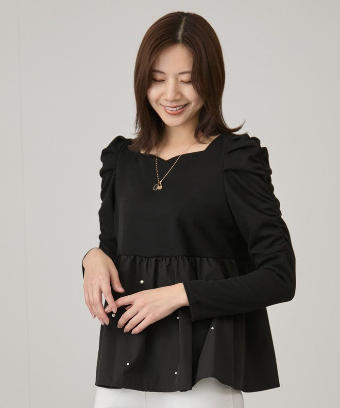 ジャイロ JAYRO パール使いペプラムプルオーバー   （クロ） クロ