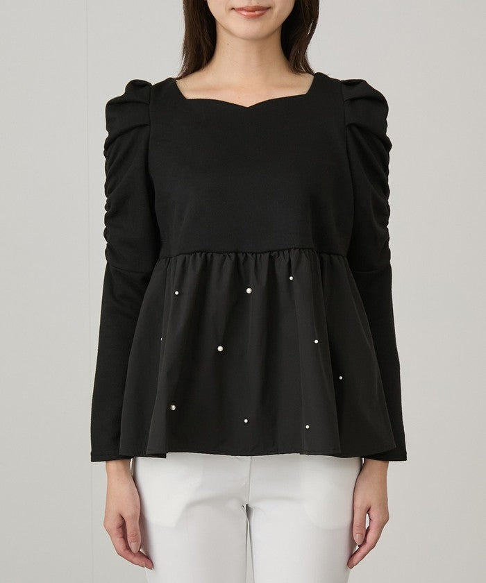 ジャイロ JAYRO パール使いペプラムプルオーバー   （クロ） クロ