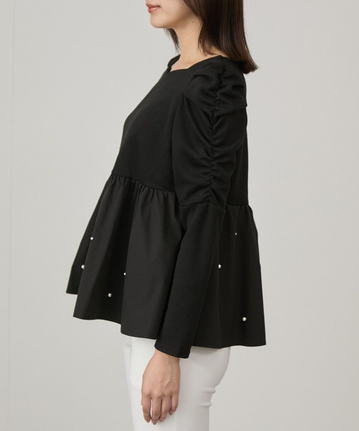 ジャイロ JAYRO パール使いペプラムプルオーバー   （クロ） クロ