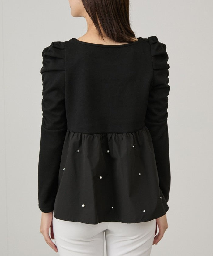 ジャイロ JAYRO パール使いペプラムプルオーバー   （クロ） クロ