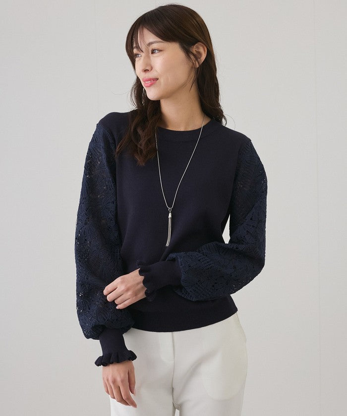 ジャイロ JAYRO フラワーレース袖ニットプルオーバー  N12ー192