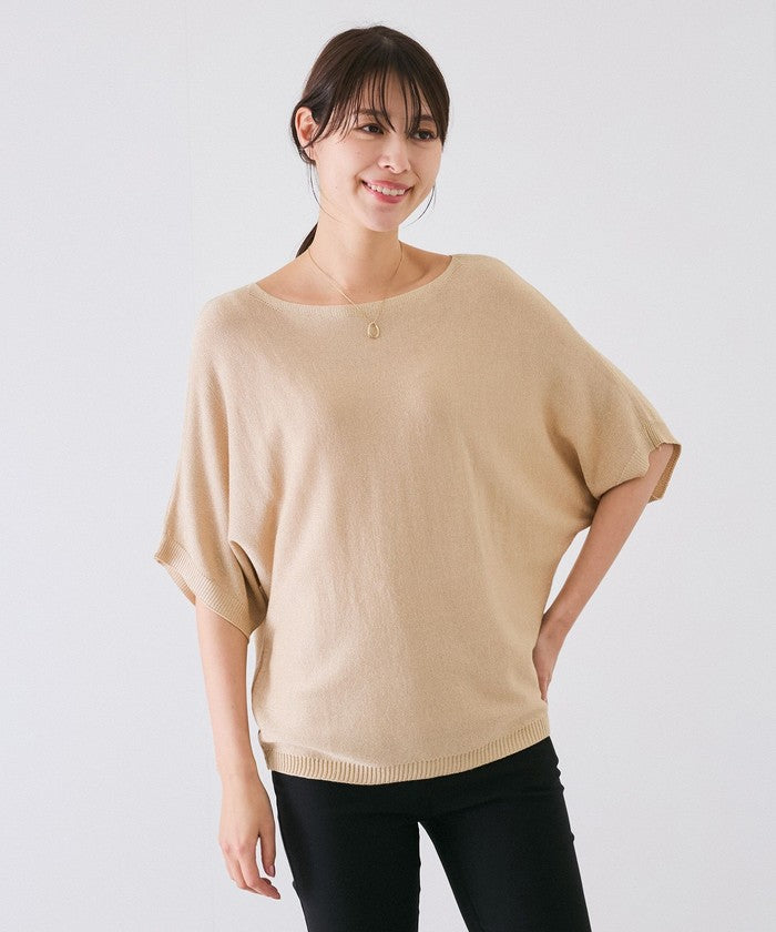 ジャイロ JAYRO ドルマン5分袖ラメニット  N12ー266A （ベージュ） ベージュ