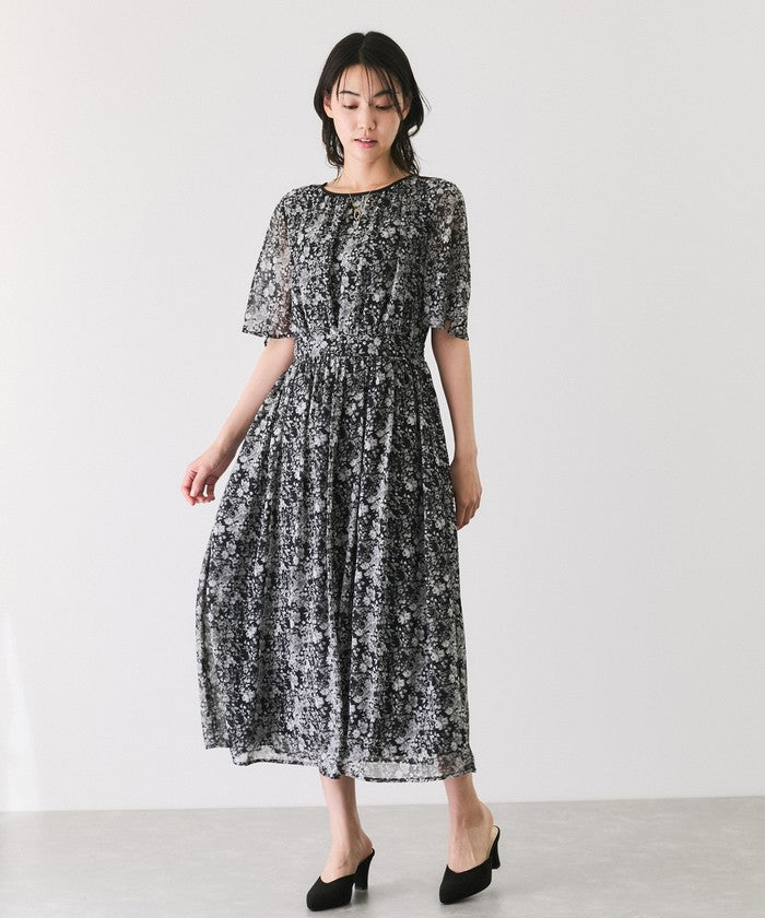 ジャイロ JAYRO 楊柳花柄プリントワンピース （ブラック） ブラック