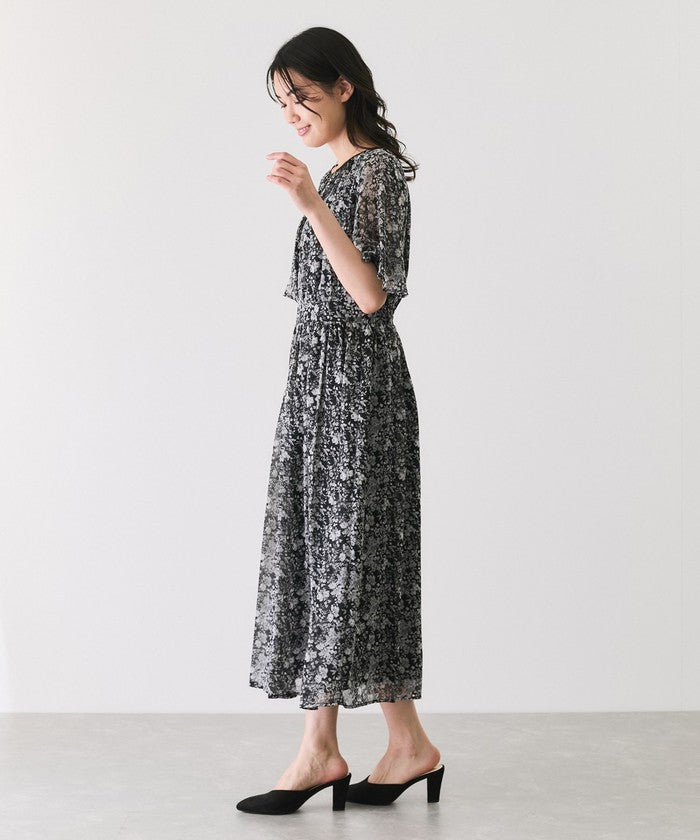 ジャイロ JAYRO 楊柳花柄プリントワンピース （ブラック） ブラック