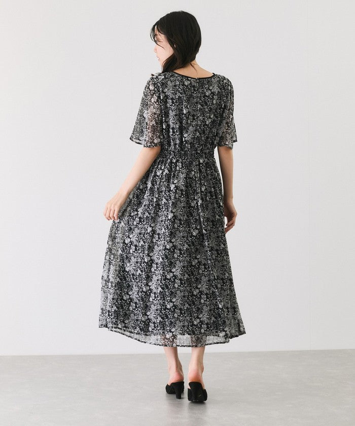 ジャイロ JAYRO 楊柳花柄プリントワンピース （ブラック） ブラック