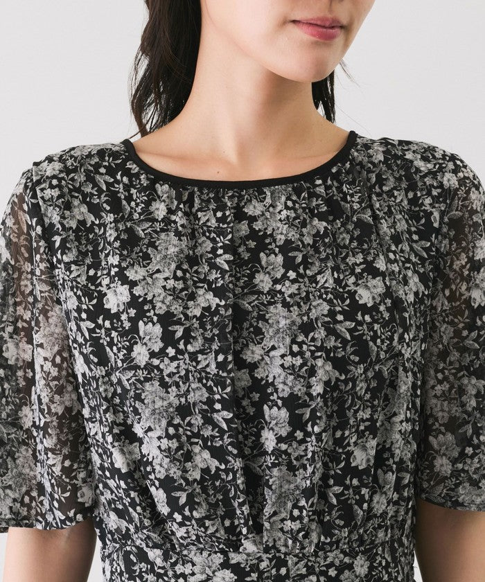 ジャイロ JAYRO 楊柳花柄プリントワンピース （ブラック） ブラック