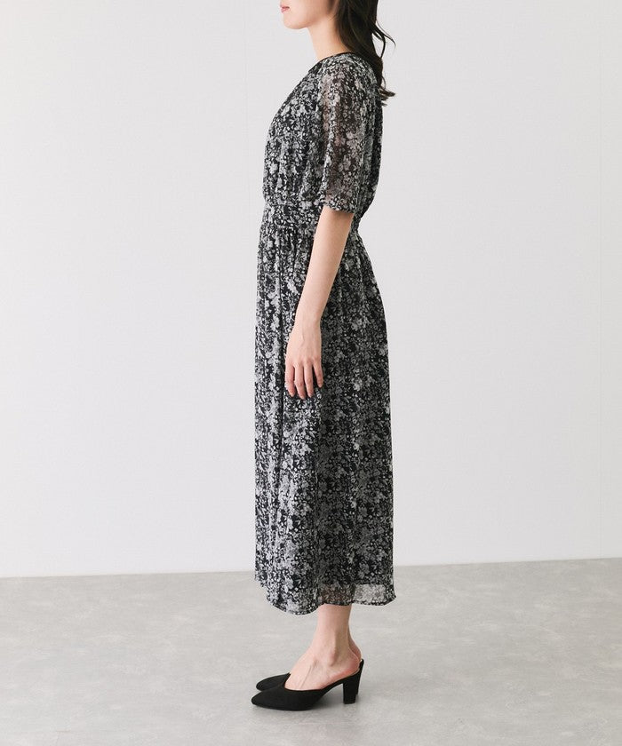 ジャイロ JAYRO 楊柳花柄プリントワンピース （ブラック） ブラック