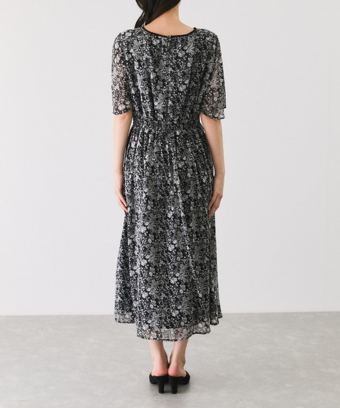 ジャイロ JAYRO 楊柳花柄プリントワンピース （ブラック） ブラック