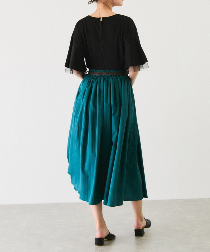 ジャイロ JAYRO 楊柳ストライプベルト付きスカート （ブラック） ブラック