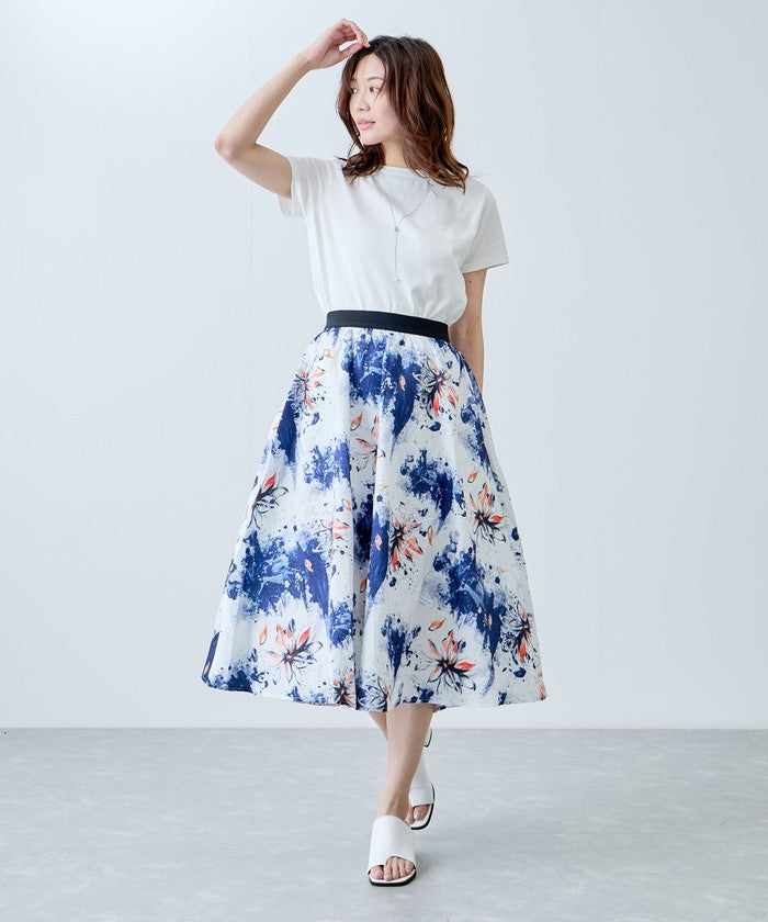 ジャイロ JAYRO フラワーペイント柄スカート N43ー023A （ブラック） ブラック