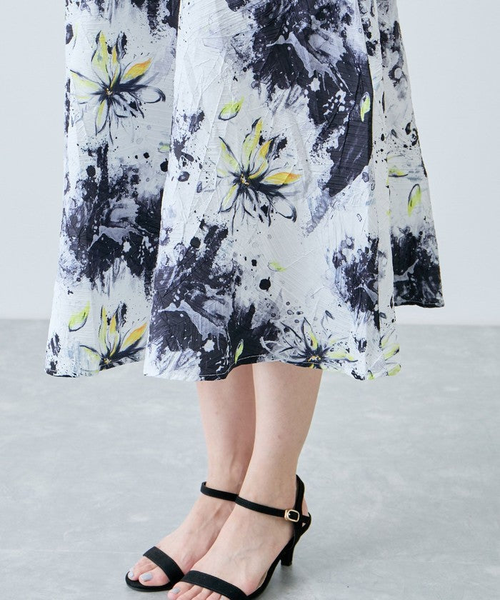 ジャイロ JAYRO フラワーペイント柄スカート N43ー023A （ブラック） ブラック