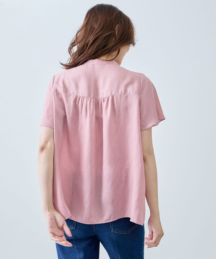 ジャイロ JAYRO ナイルサテン肩シャーリングブラウス （ブルー） ブルー