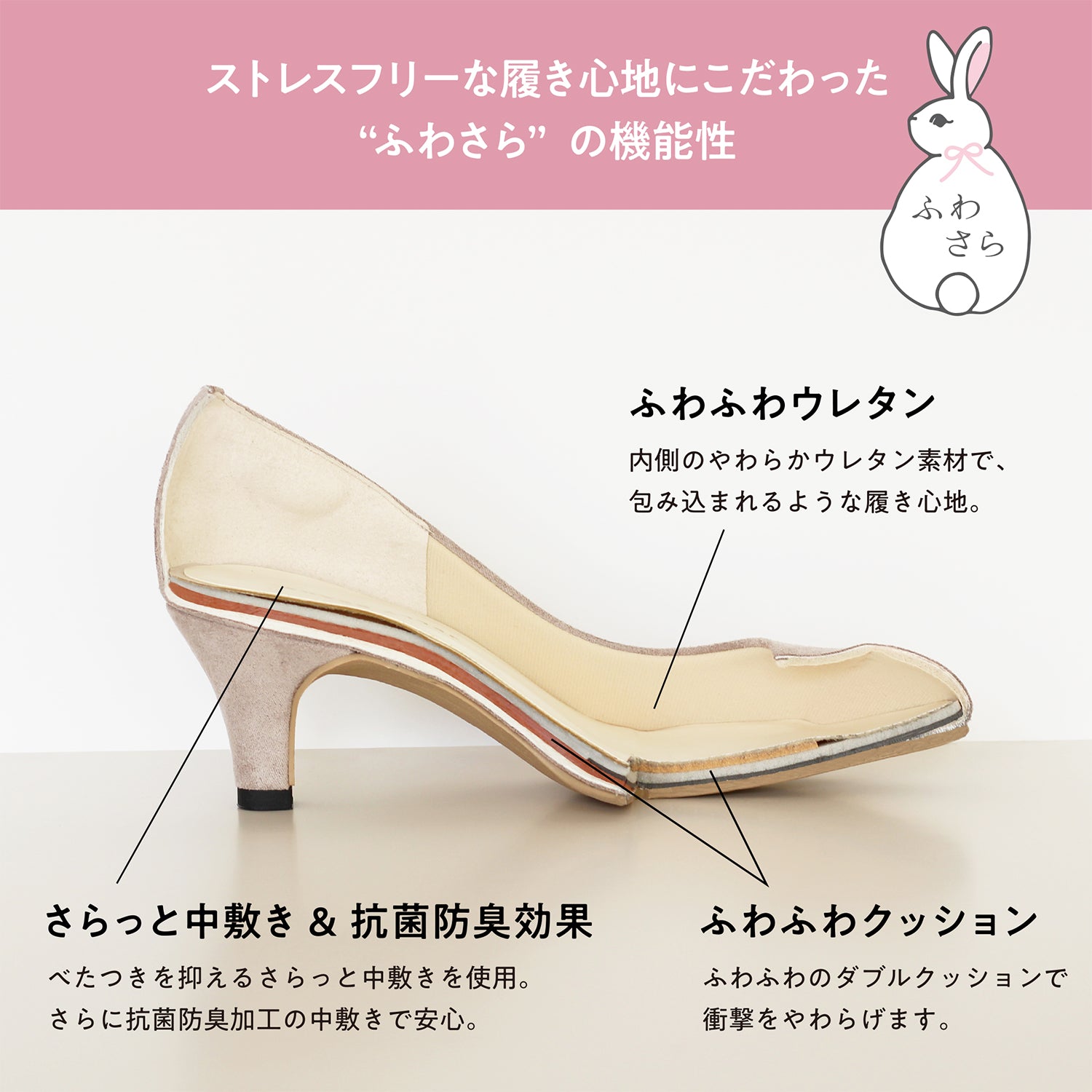 ジェリービーンズ JELLY BEANS ラウンドプレーンパンプス<ふわさら> 204-42725