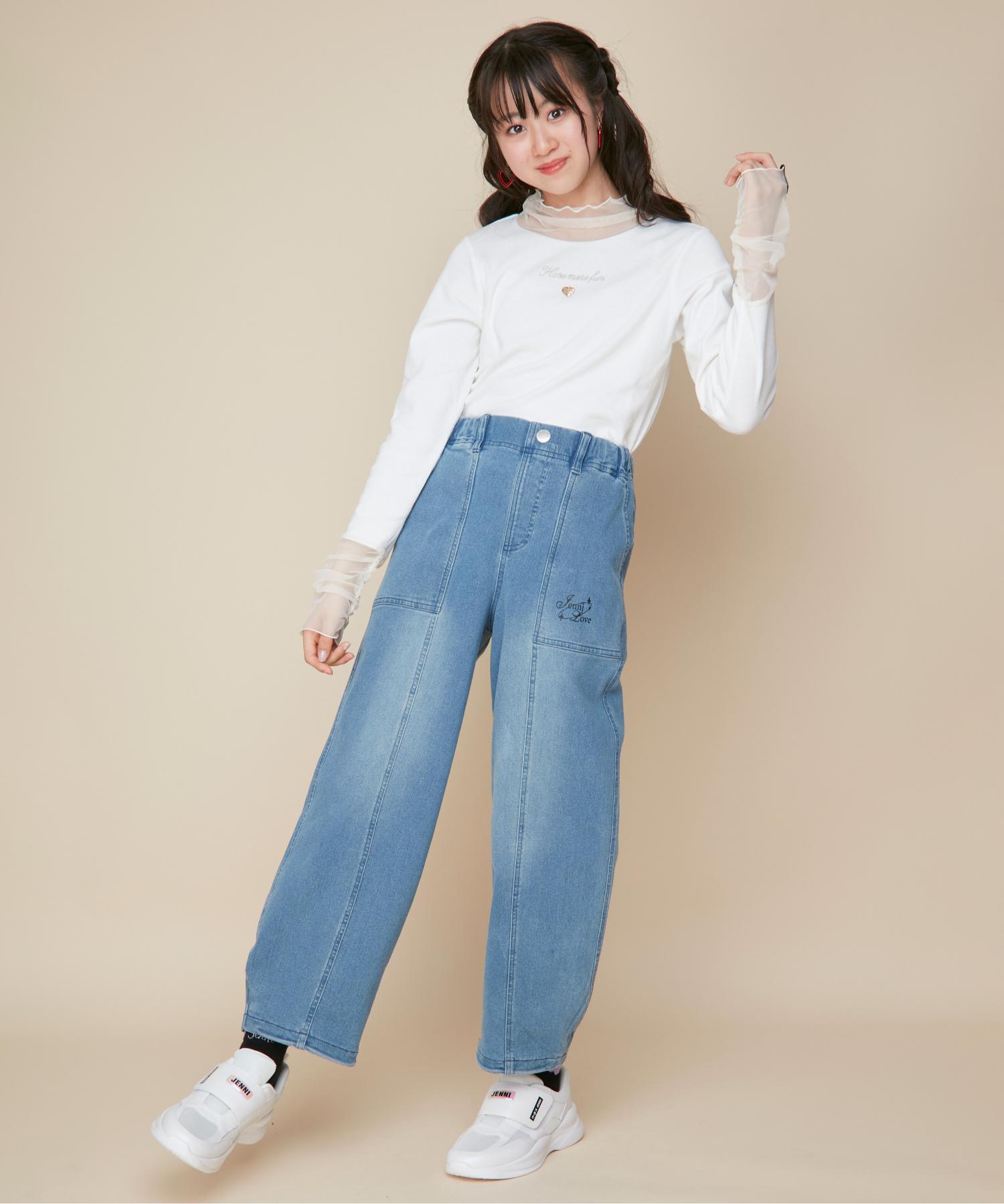 ジェニィラブ JENNI love そでチュール切替えリブロンT