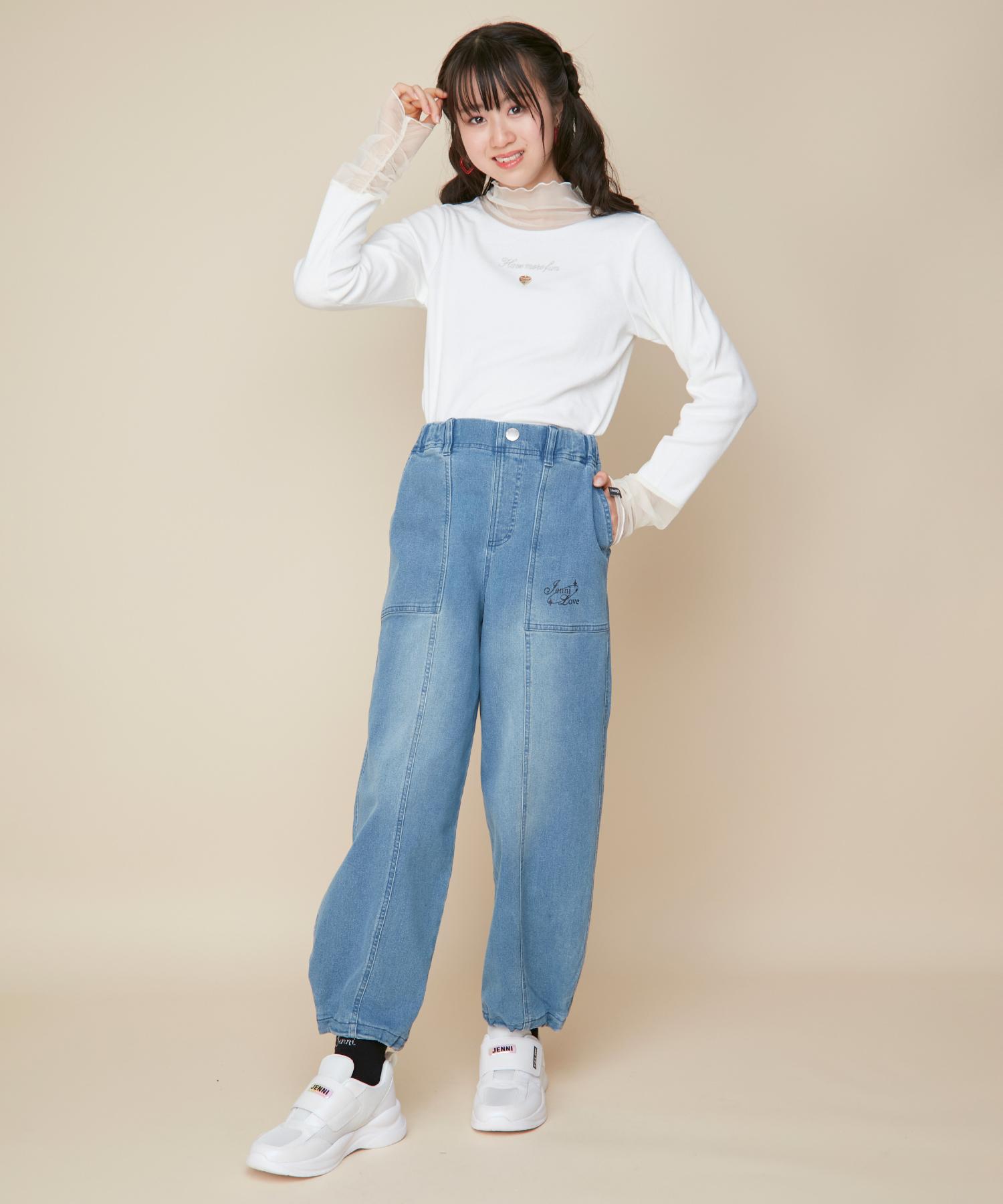ジェニィラブ JENNI love そでチュール切替えリブロンT
