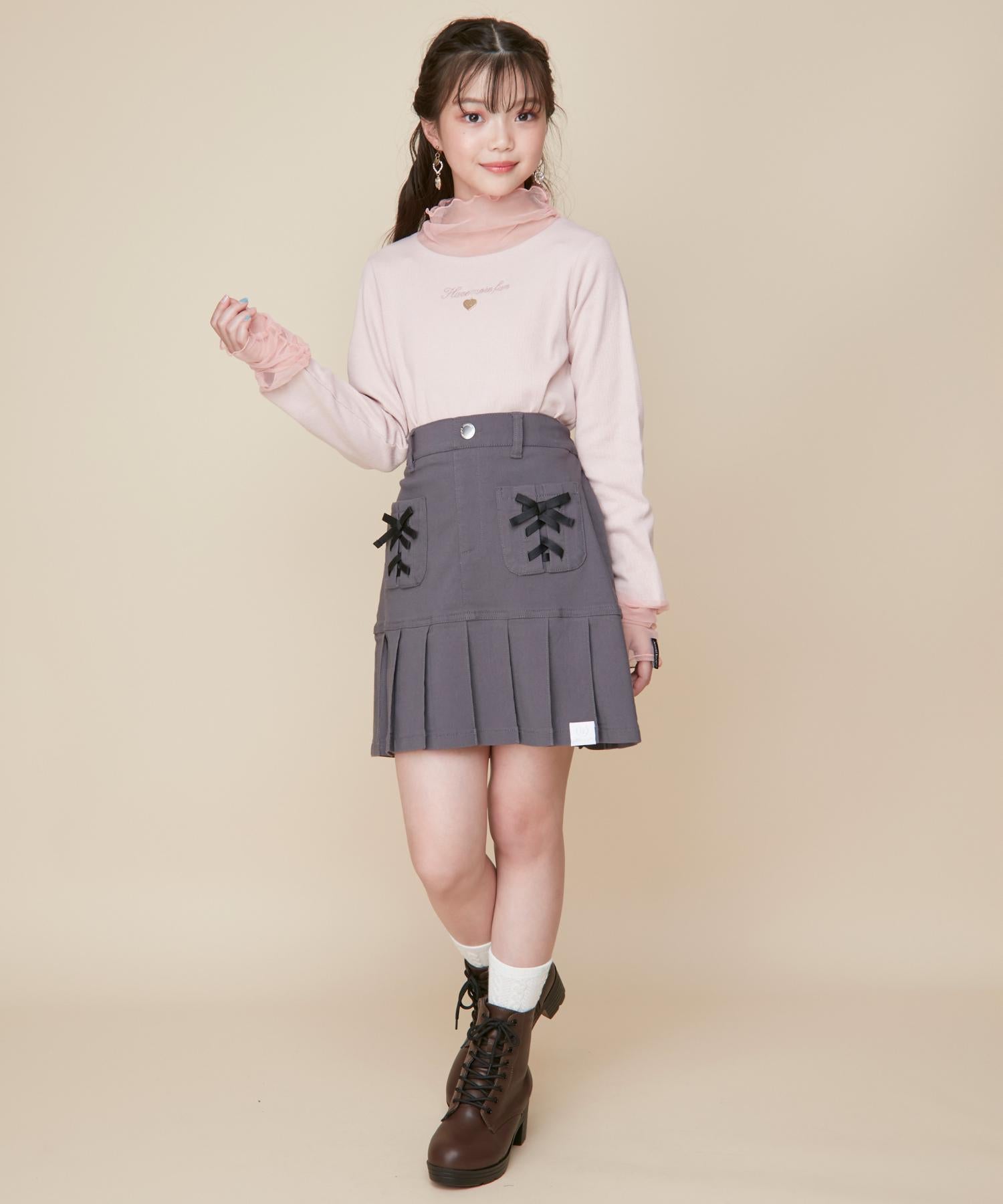 ジェニィラブ JENNI love そでチュール切替えリブロンT