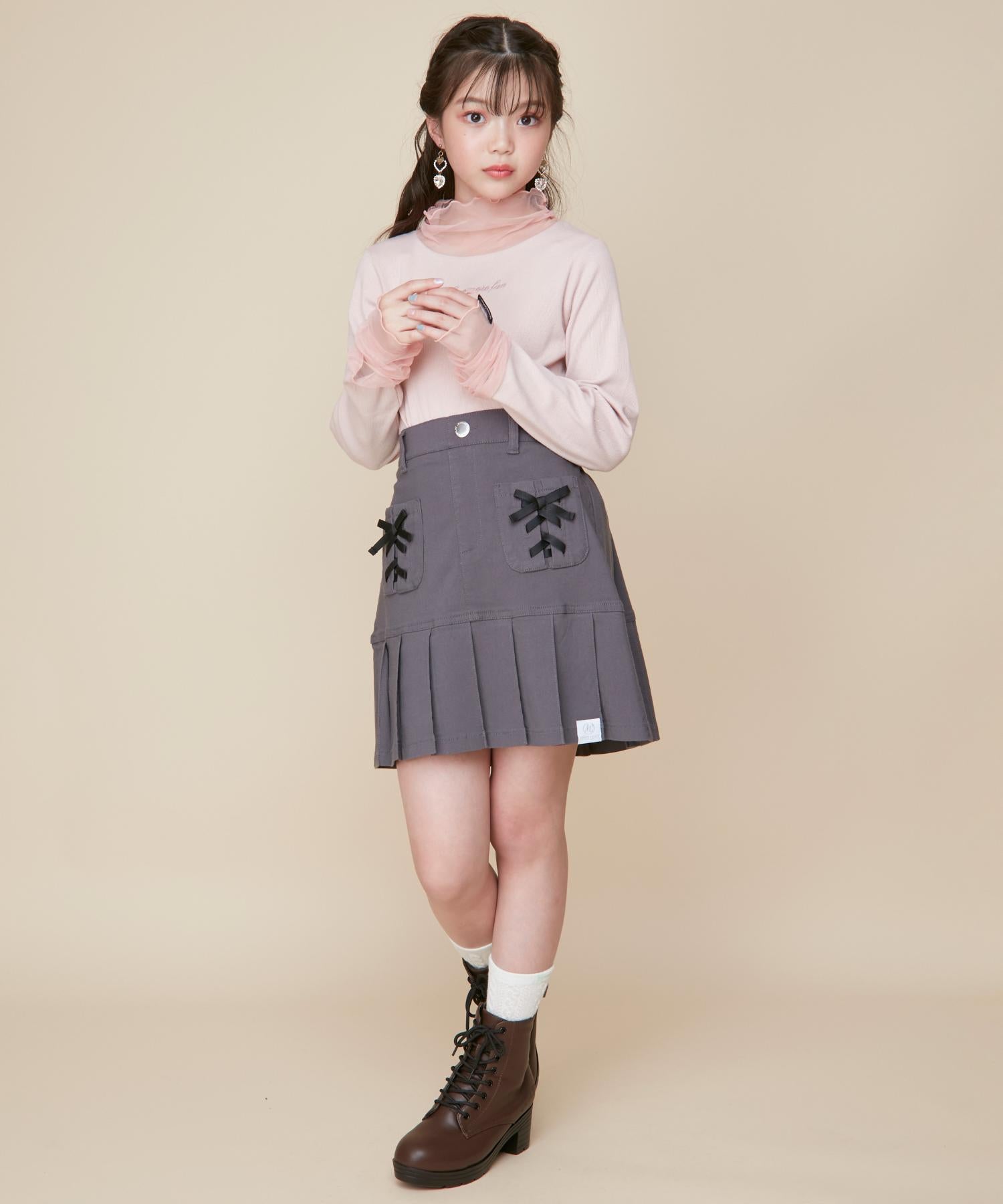 ジェニィラブ JENNI love そでチュール切替えリブロンT