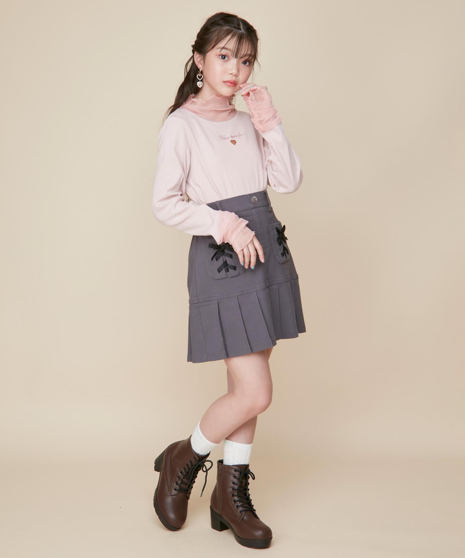ジェニィラブ JENNI love そでチュール切替えリブロンT