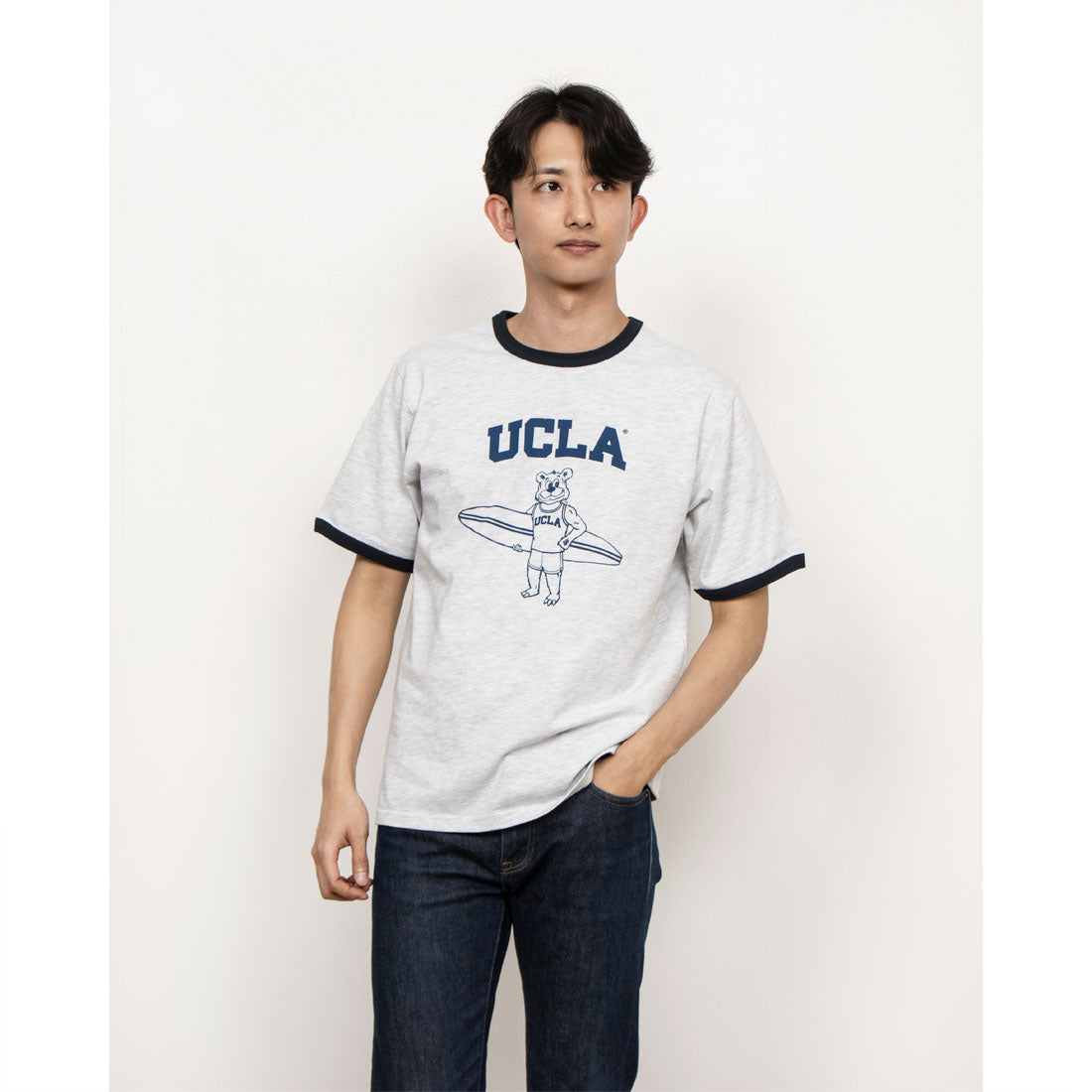 ジェーイーモーガン JEMORGAN UCLA  カレッジリンガーネックTシャツ （オートミール） オートミール