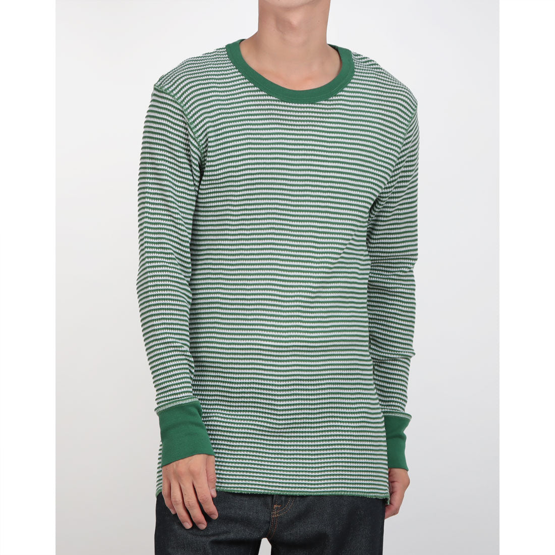 ジェーイーモーガン JEMORGAN JEMORGAN ジェイイーモーガン ワッフルロンT WAFFLE BORDER L/S TEE ワッフルボーダー長袖Tシャツ （グリーン×ホワイト） グリーン×ホワイト
