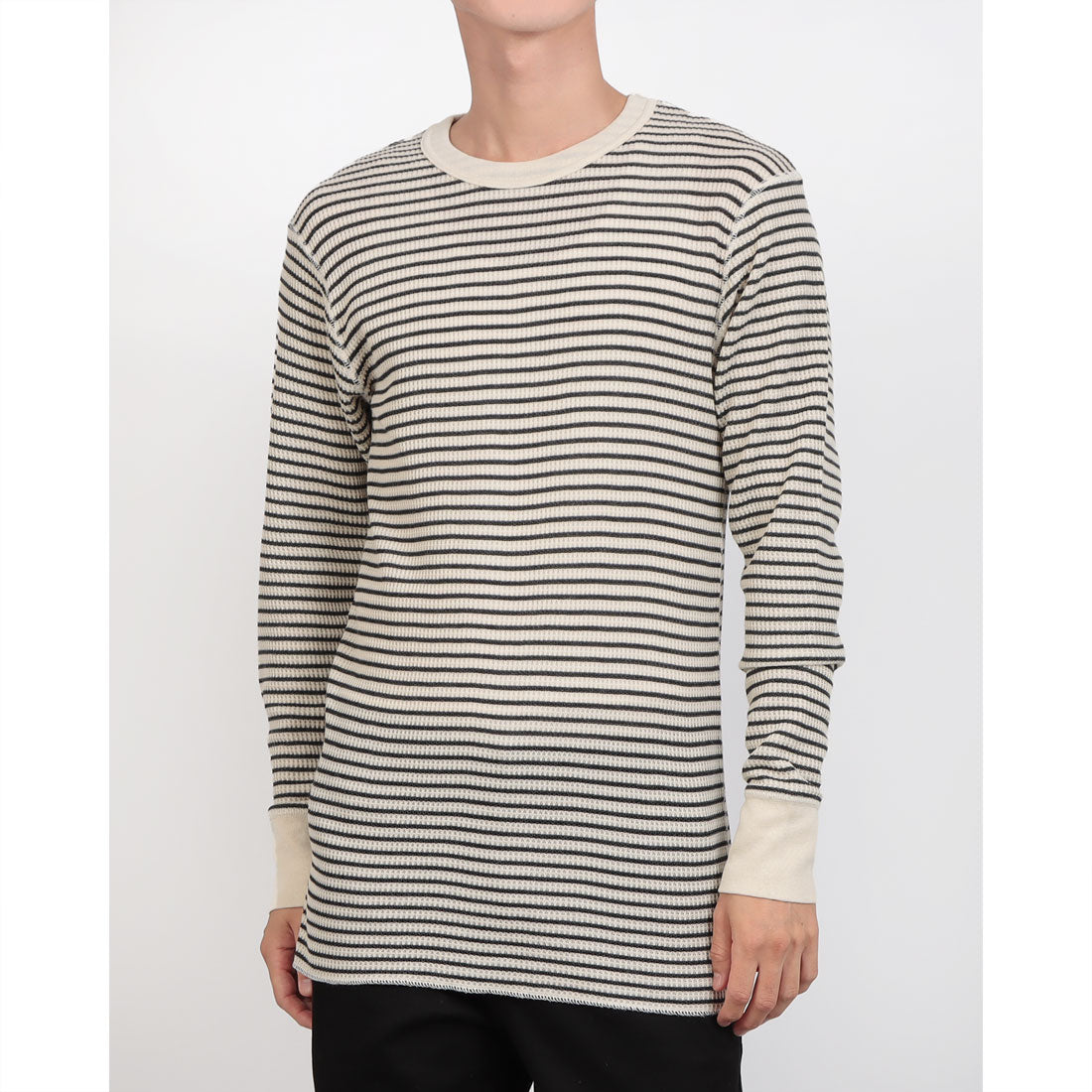ジェーイーモーガン JEMORGAN JEMORGAN ジェイイーモーガン ワッフルロンT WAFFLE BORDER L/S TEE ワッフルボーダー長袖Tシャツ （ナチュラル×チャコール） ナチュラル×チャコール
