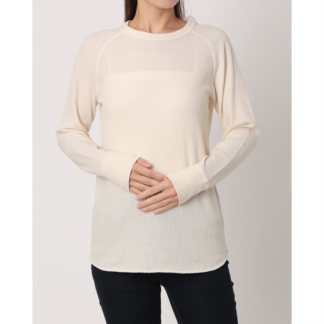 ジェーイーモーガン JEMORGAN ジェイイーモーガン ワッフルロンT 無地 レディース WAFFLE RAGLAN L/S TEE ワッフル ラグランロングスリーブTシャツ  サーマル インナー カットソー 長袖 （ナチュラル） ナチュラル