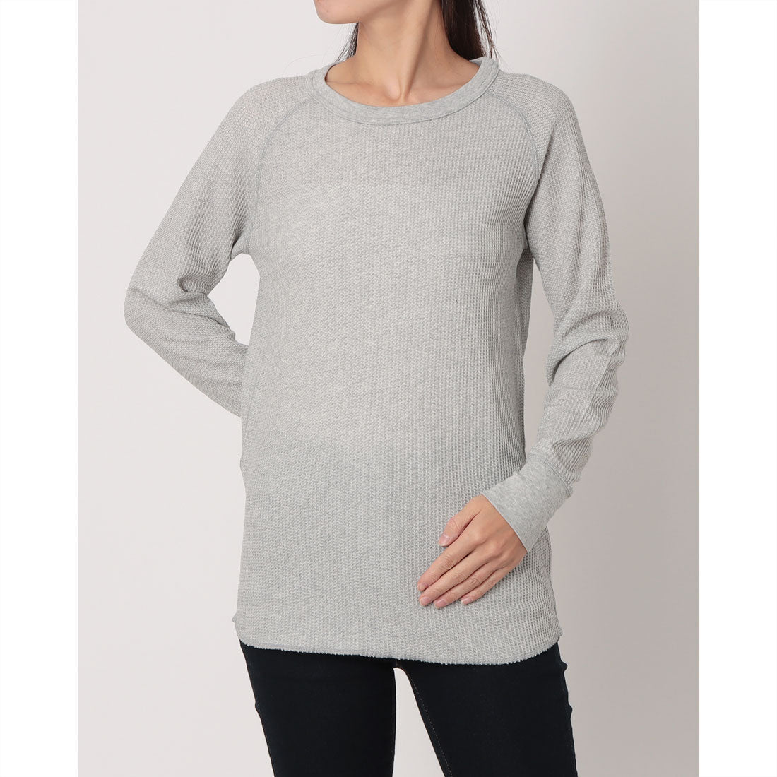 ジェーイーモーガン JEMORGAN ジェイイーモーガン ワッフルロンT 無地 レディース WAFFLE RAGLAN L/S TEE ワッフル ラグランロングスリーブTシャツ  サーマル インナー カットソー 長袖 （グレー） グレー
